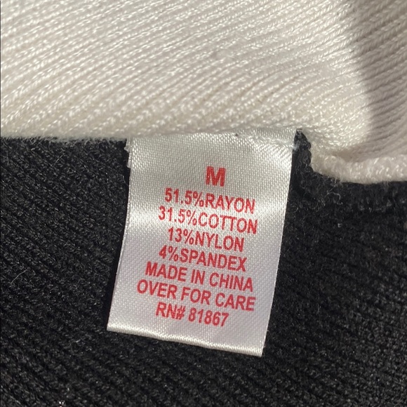 J.J. BASICS Medium Black White Colorblock Mock Neck Long Sleeve Top Minimalist M - Picture 6 of 8